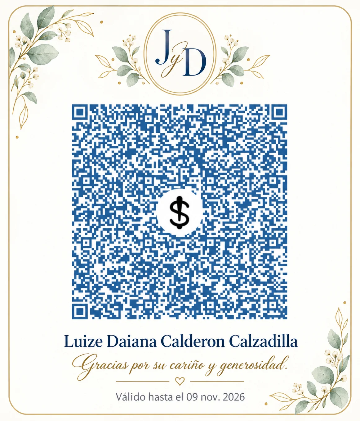 Código QR de regalo personalizado de Jorge y Daiana